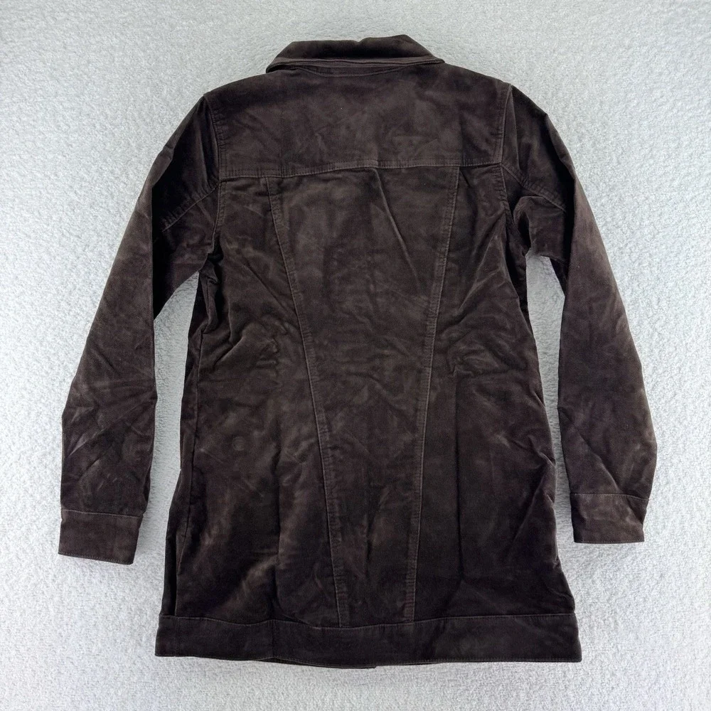 Denim & Co Stretch Velveteen Regular Long Jacket XXS Dark Chocolate Brown
